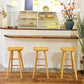 Modern Armless Backless Counter Stool Pine Wood Bar Stool with Pedal