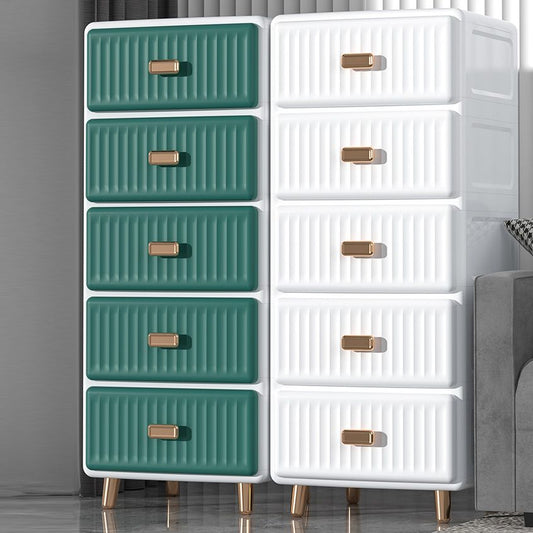 Contemporary Plastic Storage Cabinet for Bedroom Matte Finish Cabinet with Drawers