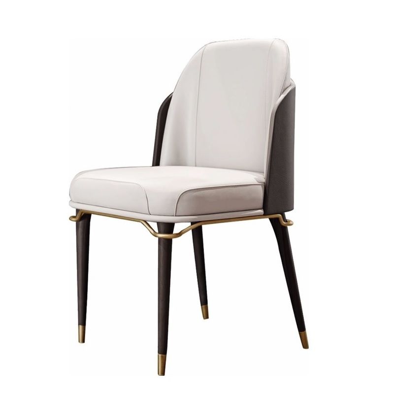 Scandinavian Style Leather Dining Chairs Armless Solid Back Chair with Wood Legs Clearhalo ' kitchen&dining_furn' 'Dining Chairs' 'Dining Tables & Seating' 'dining_chair' 'furn' 'furn_dining_chair' 'Furniture' 'furniture_dining_chair' 'Kitchen & Dining Furniture' 'kitchen' 1200x1200_0a000441-0b9d-49d2-b6a9-8daf0ffee047