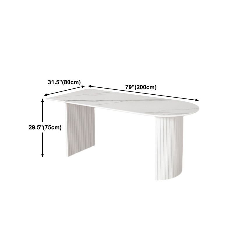 Stone Top Table Contemporary Dining Table with Sled Base in White Clearhalo 'Dining Tables & Seating' 'Dining Tables' 'dining_table' 'Furniture' 'furniture_dining_table' 'Kitchen & Dining Furniture' 'kitchen' 'kitchen_dining_table' 1200x1200_0a01abac-6337-469b-81f4-f1ce5b99ac8f