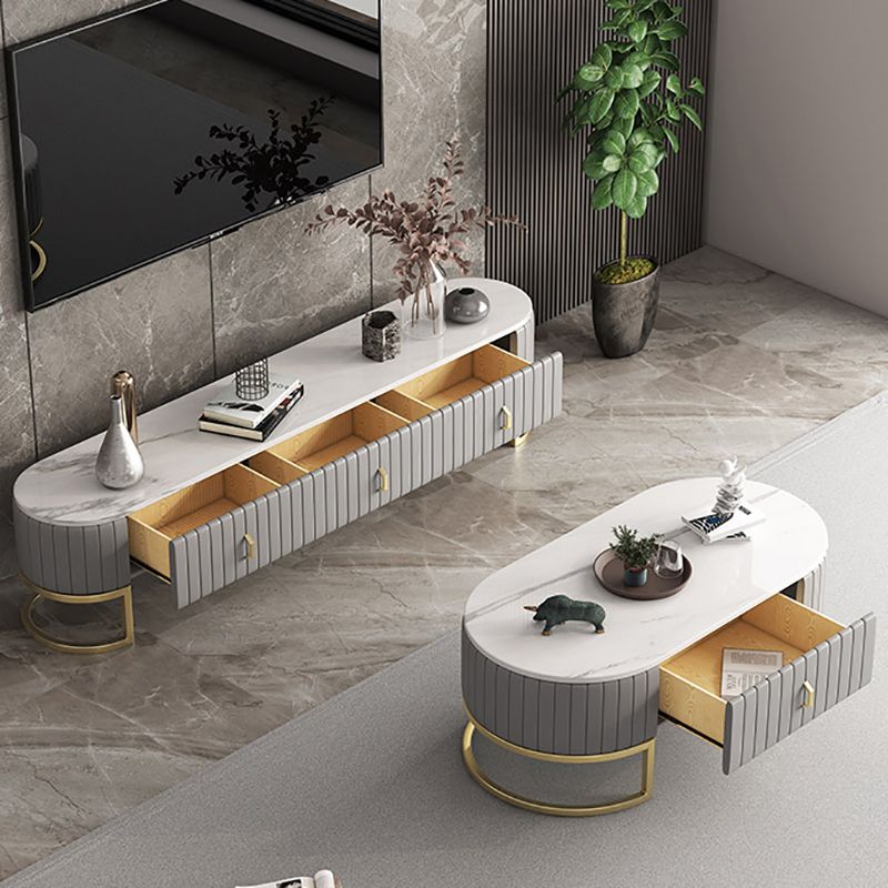 Scandinavian Stone TV Stand Enclosed Storage TV Console with 3 Drawers Clearhalo 'furn' 'furn_tv_stands_entertainment_centers' 'Furniture' 'Living Room Furniture' 'TV Stands & Entertainment Centers' 'TV Stands & Media Storage Furniture' 'tv_stands_entertainment_centers' 1200x1200_0a04da6b-e5e6-4d92-840c-70e1991a50c2