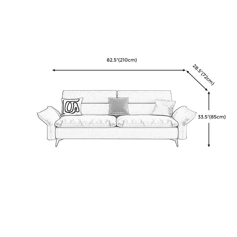 Modern Cotton Blend/Faux Leather Settee Flared Arm Biscuit Back Couch Clearhalo 'furn' 'furn_sofas' 'Furniture' 'furniture_sofas' 'Living Room Furniture' 'Sofa' 'sofas' 1200x1200_0a057c92-96c2-43dc-b489-45f598b301e6