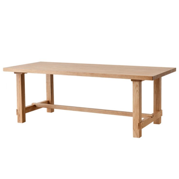 Mesa de comedor moderna Mesa rectangular de madera de pino con base de caballete para comedor