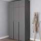 Modern Gray Storage Cabinet with Hinged Doors Faux Wood Cabinet for Bedroom