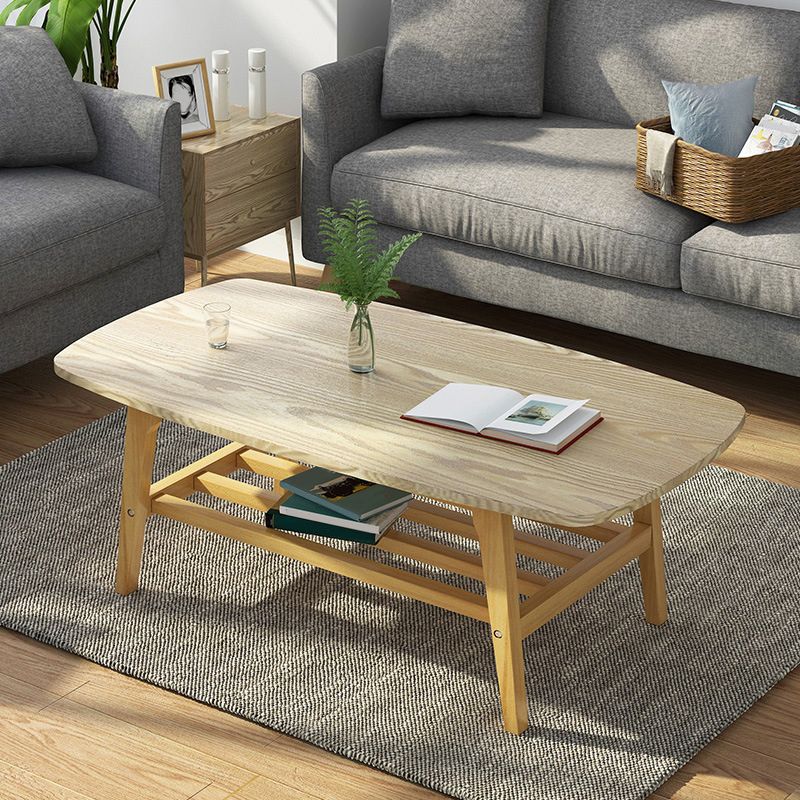 4 Legs Rectangular Coffee Table with Storage Rack Made of Wood Clearhalo 'Coffee & Accent Tables' 'Coffee Tables' 'coffee_tables' 'furn' 'furn_coffee_tables' 'Furniture' 'furniture_coffee_tables' 'Living Room Furniture' 1200x1200_0a0ac4b3-62ed-4589-a82a-bed0e10df325