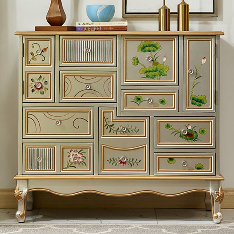 Rangement de rangement en bois massif commode coffre de rangement côtier avec 9 tiroirs