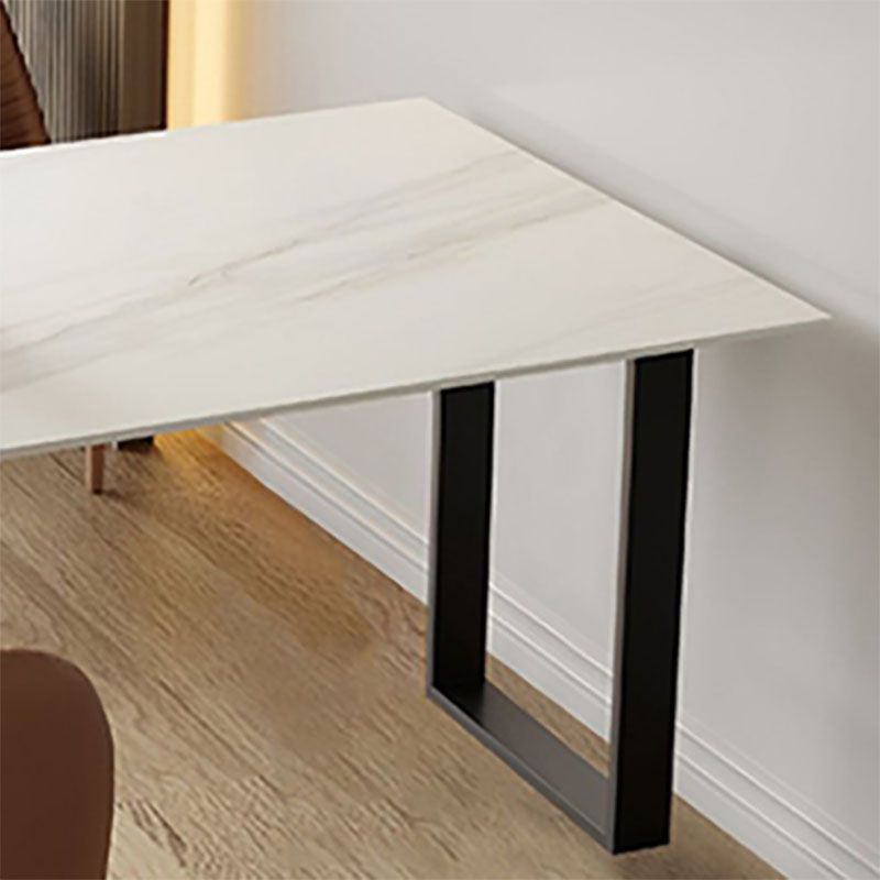 Irregular Shape White Table for Restaurant Sintered Stone Table with Double Pedestal Clearhalo 'Dining Tables & Seating' 'Dining Tables' 'dining_table' 'furn' 'furn_dining_table' 'Furniture' 'furniture_dining_table' 'Kitchen & Dining Furniture' 'kitchen' 'kitchen_dining_table' 1200x1200_0a0bbdfa-aa01-448e-868e-e32c44c1e6a8