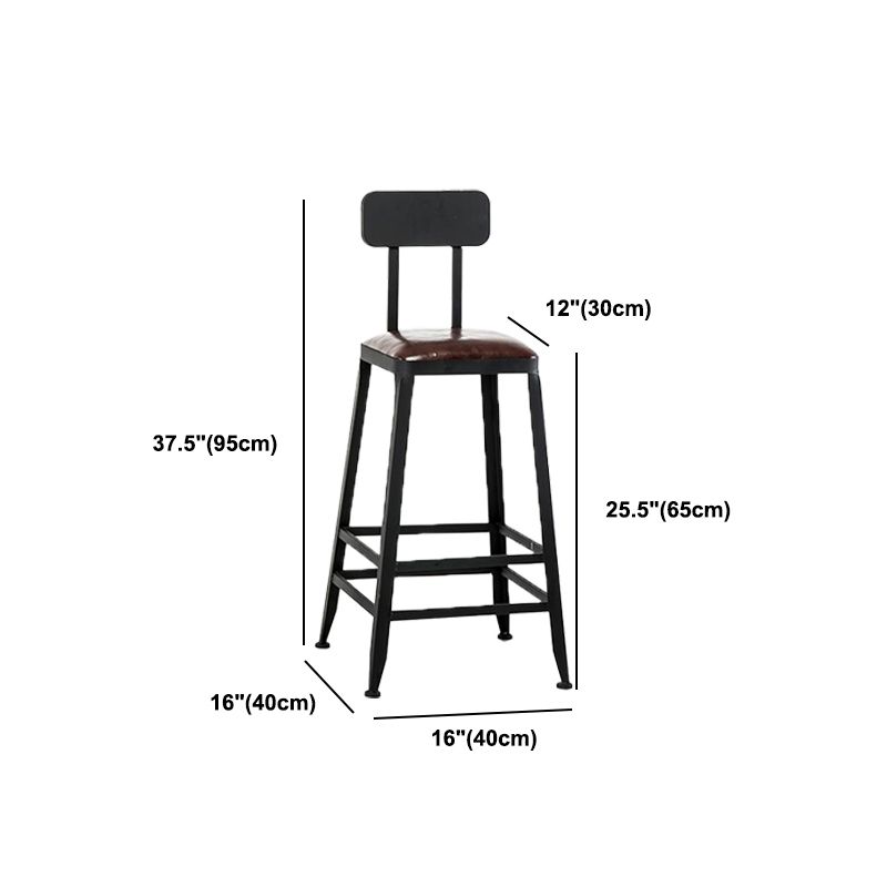 Industrial Armless Counter Stool Iron Milk Tea Shop Bar Stool with Cushion and Pedal Clearhalo 'Bar Furniture' 'Bar Stools' 'bar_stools' 'furn' 'furn_bar_stools' 'Furniture' 'Kitchen & Dining Furniture' 1200x1200_0a0e5651-170e-48b5-aa4f-7f975f5a514f