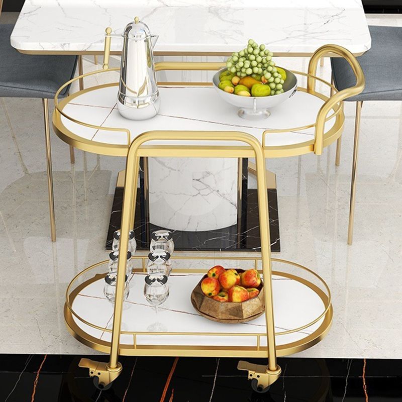 Hedendaagse ovale metalen prep Tabel 26.77 "W rollende voorbereidingstafel voor eetkamer