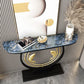 12 inch Wide Modern Accent Table Half Moon Stone Console Table for Hall