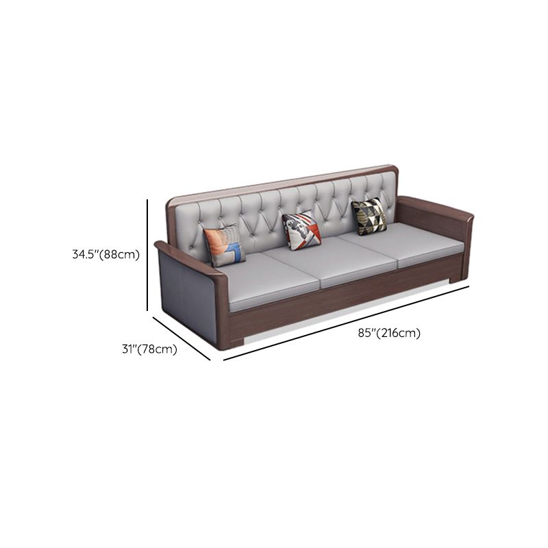 Modern Solid Wood Faux Leather Square Arm Sofa with Tufted Back Clearhalo 'furn' 'furn_sofas' 'Furniture' 'Living Room Furniture' 'Sofa' 'sofas' 1200x1200_0a0ff249-4571-4423-82ac-2a4cc66900dc