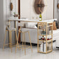 Luxurious Rectangle Marble Bar Table Set 1/3 Pieces Counter Table with Metal Stools Clearhalo 'Bar Furniture' 'furn' 'furn_home_bar_bar_sets' 'Furniture' 'Home Bars & Bar Sets' 'home_bar_bar_sets' 'Kitchen & Dining Furniture' 1200x1200_0a12886d-b05e-443c-9803-b20ab9acfd46