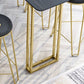 Stone Contemporary Sled Cocktail Bar Table Gold and White Rectangle Counter Table Clearhalo 'Bar Furniture' 'Bar Tables' 'bar_tables' 'furn' 'furn_bar_tables' 'Furniture' 'furniture_bar_tables' 'Kitchen & Dining Furniture' 1200x1200_0a143307-a4a9-4ddf-a71f-8d2e82fa3a84