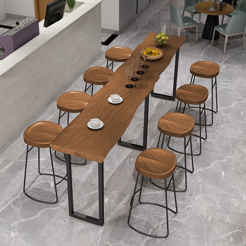 Rechteckiger Bartisch mit schwarzen Beinen und Metallsockel, Bistro-Bartisch für das Esszimmer