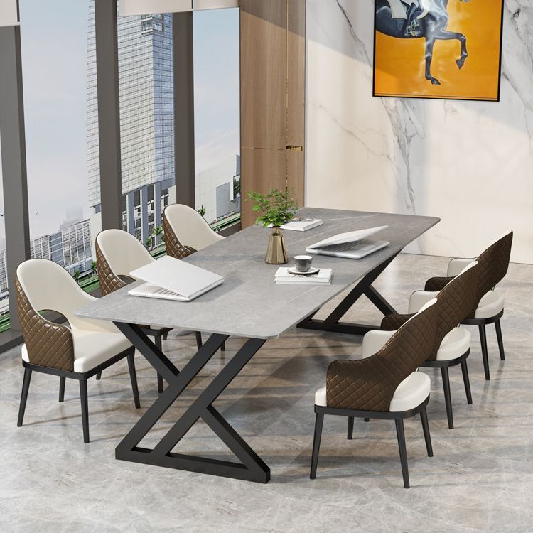 Escritorio de oficina contemporáneo de 30 "H Desk Gray Writing Writing