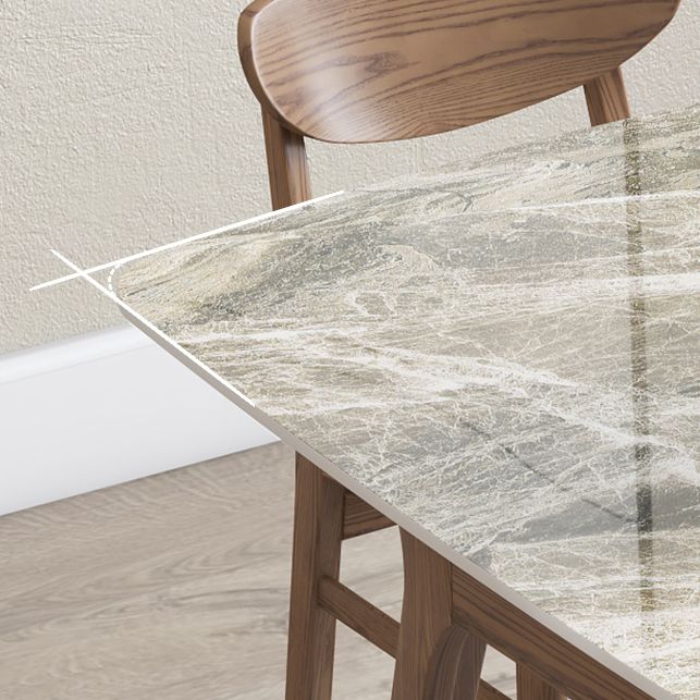 Sintered Stone Top Rectangle Table for Restaurant Modern Dining Table with Ash Wood 4 Legs