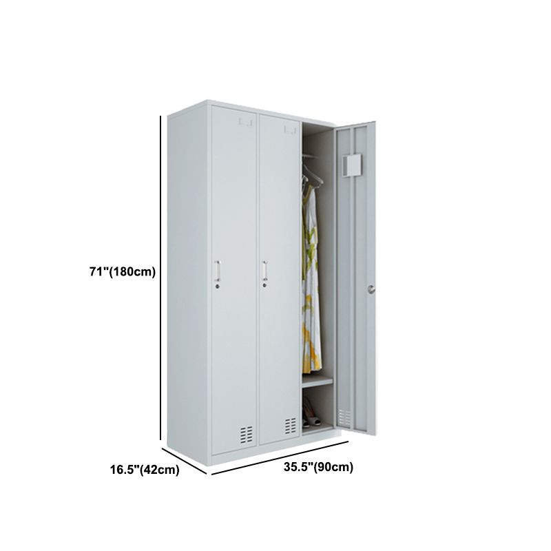 Modern Style Wardrobe Gray Colour Metal Wardrobe Closet with Locks Clearhalo 'Armoires & Wardrobes' 'armoires_wardrobes' 'Bedroom Furniture' 'furn' 'furn_armoires_wardrobes' 'Furniture' 1200x1200_0a16d05f-977f-4c43-ad9d-6347d9ad8f5e