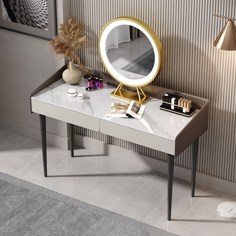 29,52 "altezza tavolo da trucco a 2 cassetti moderno sgabello da vanità in ardesia moderna