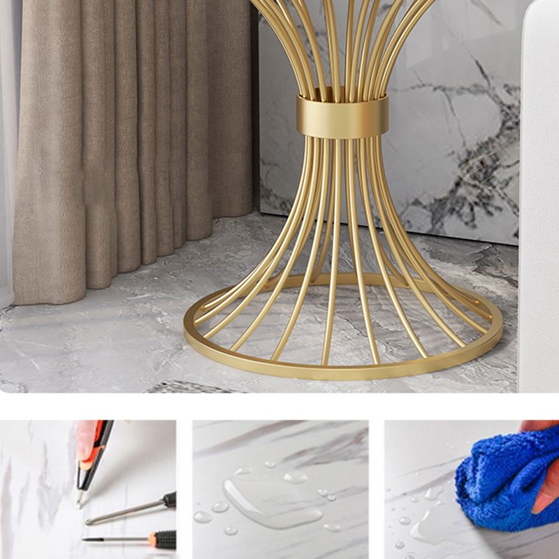 Modern Round Marble Top Side Table Ironcraft Pedestal End Table