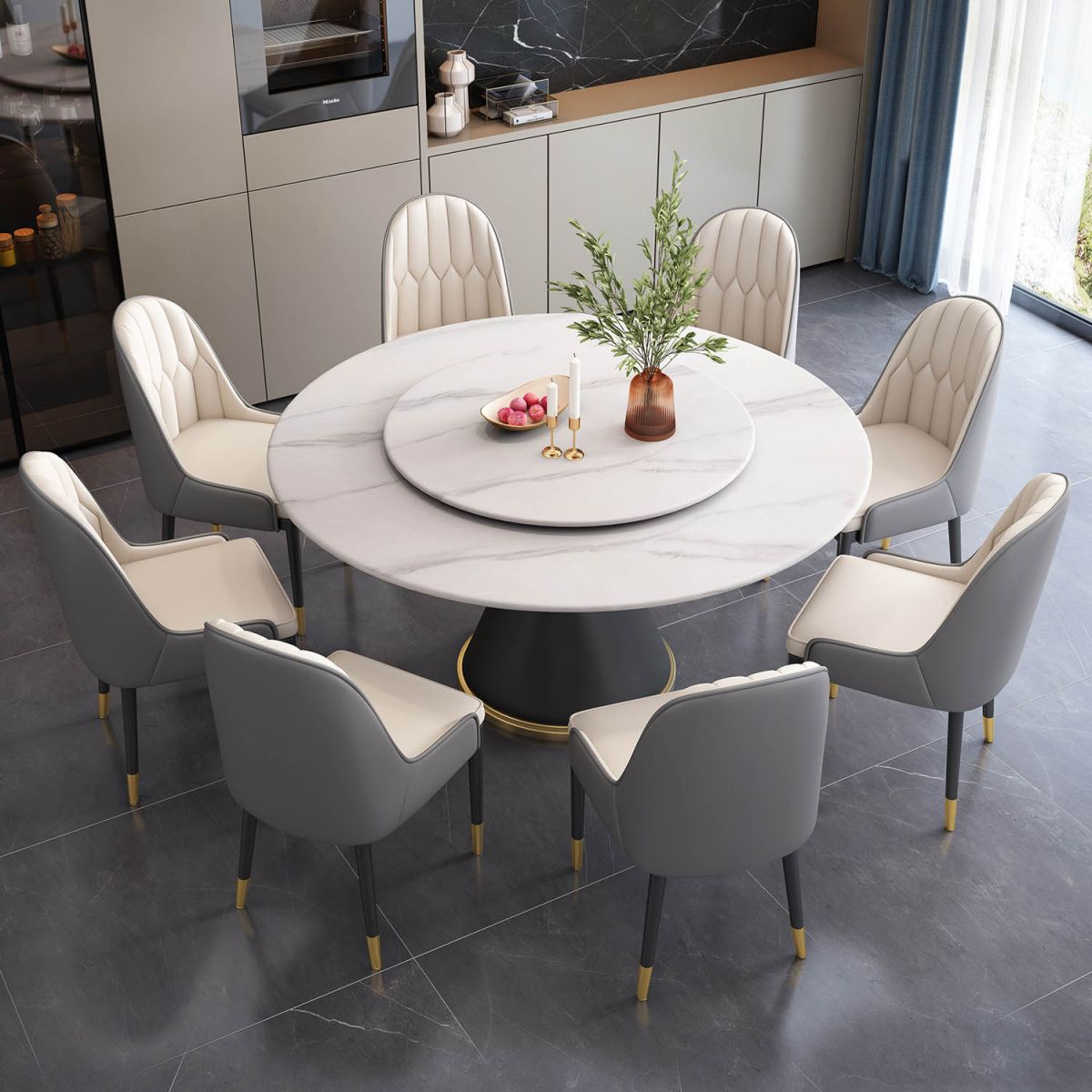 Metal Modern Round Dining Table Sintered Stone Table for Kitchen and Dining Room Clearhalo ' dining_table' 'Dining Tables & Seating' 'Dining Tables' 'furn' 'furn_dining_table' 'Furniture' 'furniture_dining_table' 'Kitchen & Dining Furniture' 'kitchen&dining_furn' 'kitchen' 'kitchen_dining_table' 1200x1200_0a18c203-ec58-4788-94b9-5e9104ccbf03