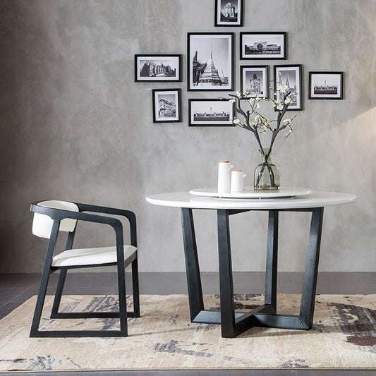 Gambe nere in legno massiccio e sedia accento da sala da pranzo in pelle finta per casa