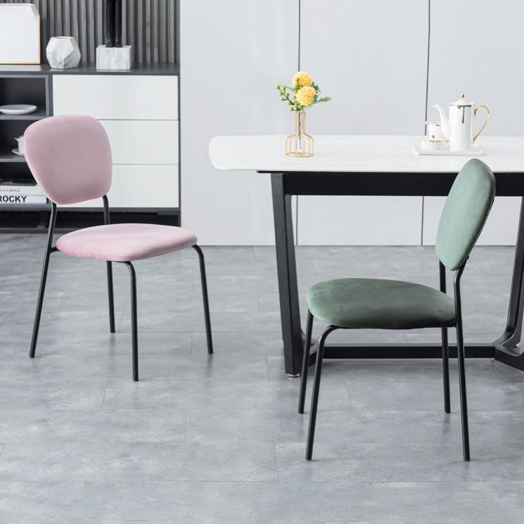 Upholstered Armless Side Chair Open Back Dining Chairs with Black Metal Legs Clearhalo ' kitchen&dining_furn' 'Dining Chairs' 'Dining Tables & Seating' 'dining_chair' 'furn' 'furn_dining_chair' 'Furniture' 'furniture_dining_chair' 'Kitchen & Dining Furniture' 'kitchen' 1200x1200_0a1a1c3d-de1f-44cb-a34d-099d2e6a7866