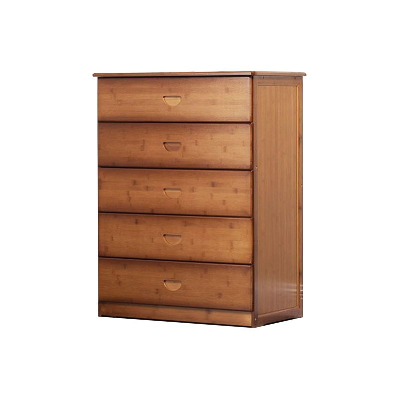 Contemporary Brown Accent Chest Rectangle Chest with Grooves Drawers