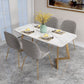 White Stone Top Dining Table Glam Style Gold Base Dining Table for Living Room Clearhalo 'Dining Tables & Seating' 'Dining Tables' 'dining_table' 'furn' 'furn_dining_table' 'Furniture' 'furniture_dining_table' 'Kitchen & Dining Furniture' 1200x1200_0a1b0049-7ea6-4e64-837d-777d50918da8