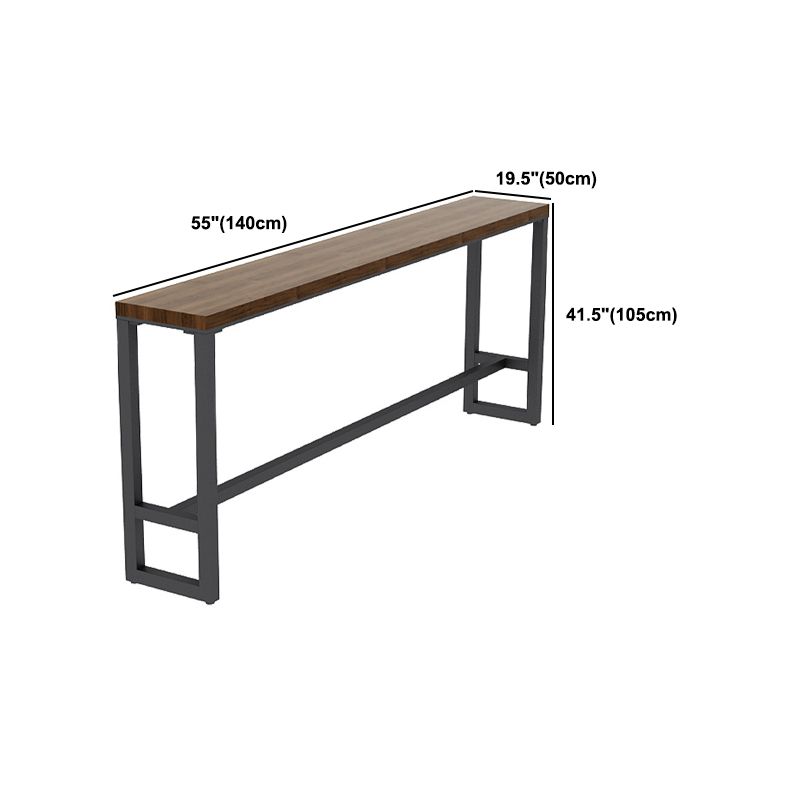 Tavolo da bar rettangolare industriale tavolo da bistrot in legno massello con base di cavalletto in nero