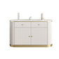 Armadietto di sideboard bianco con cassetti in pietra e tavolo da sideboard in legno