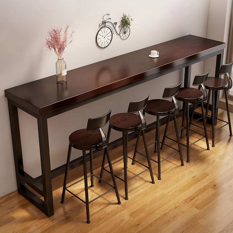 Bruine kleur rechthoek balktafel industriële stijl massieve houten barkruktafel