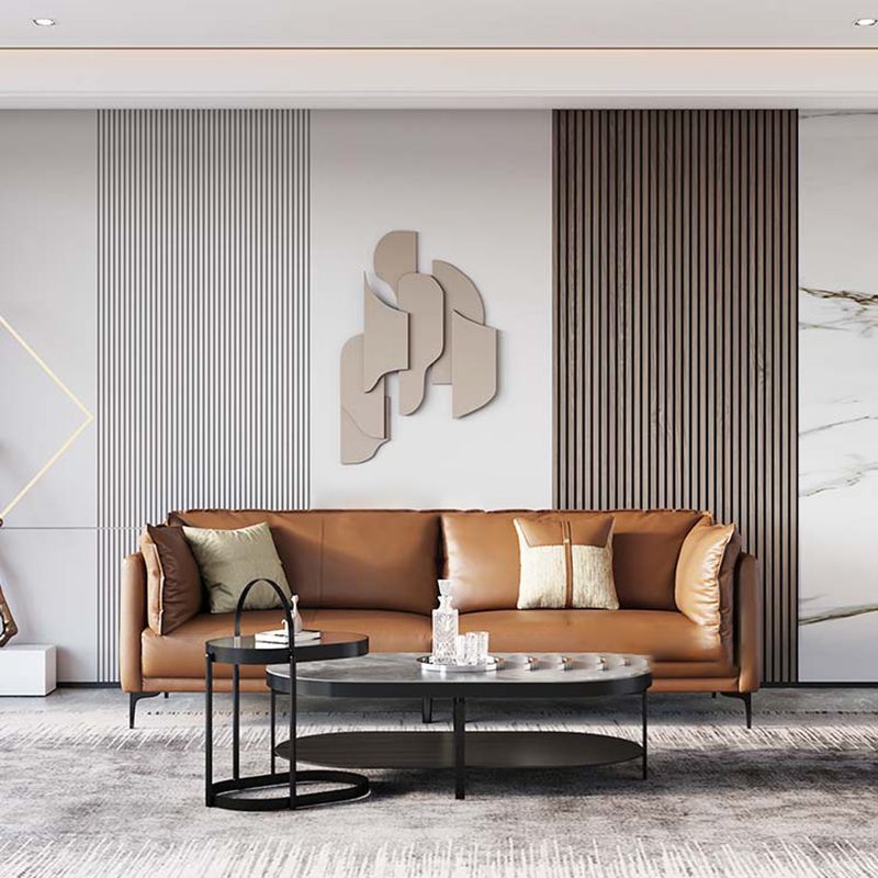 Eigentijdse vierkante arm sectionele echt lederen stationaire sectionele set