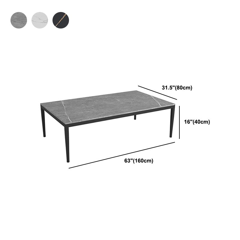 Glam Style White/black/grey Rock Slate Top Metal Base Coffee Table