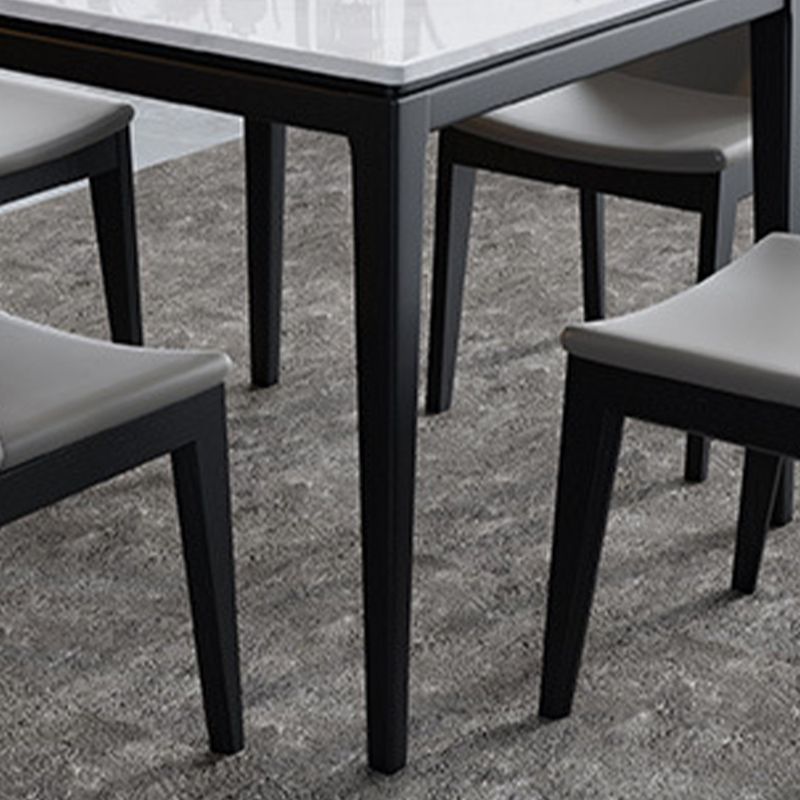 Square White Top Dining Table Industrial 4 Legs Dining Table with Black Frame Clearhalo 'Dining Tables & Seating' 'Dining Tables' 'dining_table' 'furn' 'furn_dining_table' 'Furniture' 'Kitchen & Dining Furniture' 1200x1200_0a1f9d3c-05f6-4d87-a14a-f8f5cc3e54e5