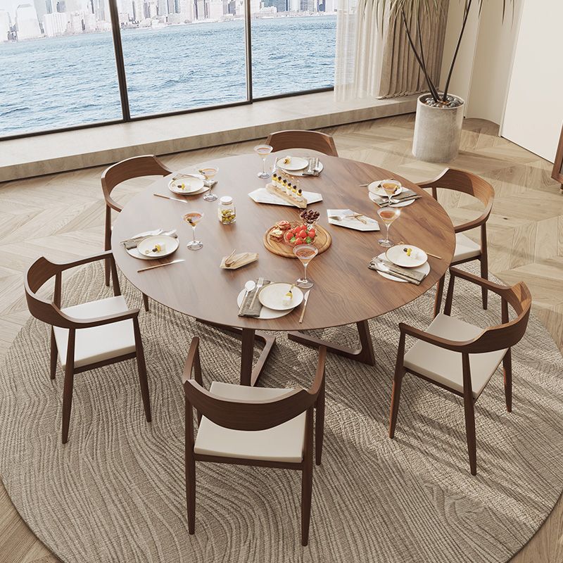 Modern 1/5/7 Pieces Dining Set Round Pine Wood Dining Table for Dining Room Clearhalo 'Dining Room Sets' 'Dining Tables & Seating' 'dining_room_set' 'furn' 'furn_dining_room_set' 'Furniture' 'furniture_dining_room_set' 'Kitchen & Dining Furniture' 1200x1200_0a20411c-0d87-4154-868e-52ab7a729de1