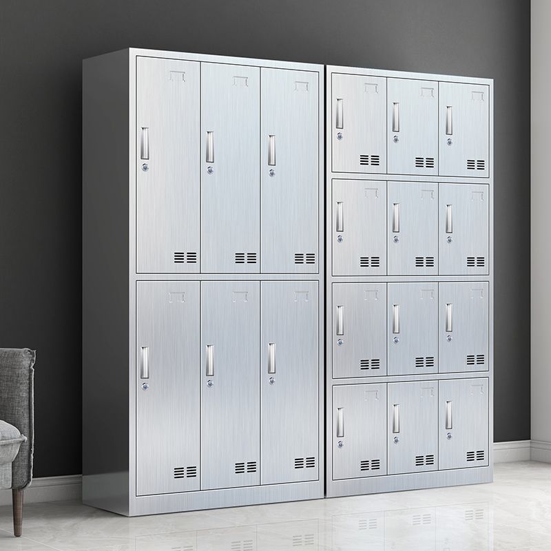 Modern Chrome Storage Cabinet for Bathroom Metal Cabinet with Hinged Doors Clearhalo 'Armoires & Wardrobes' 'armoires_wardrobes' 'Bedroom Furniture' 'furn' 'furn_armoires_wardrobes' 'Furniture' 1200x1200_0a206be7-f538-492c-b434-901b49d0f000