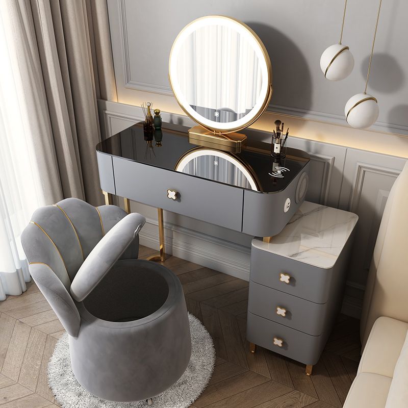 15 "幅のグラムバニティテーブルガラスブラックメイクアップバニティドロワー