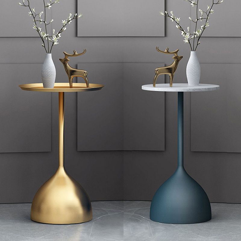 Modernistic Pedestal End Table Round End Table with Slate Top