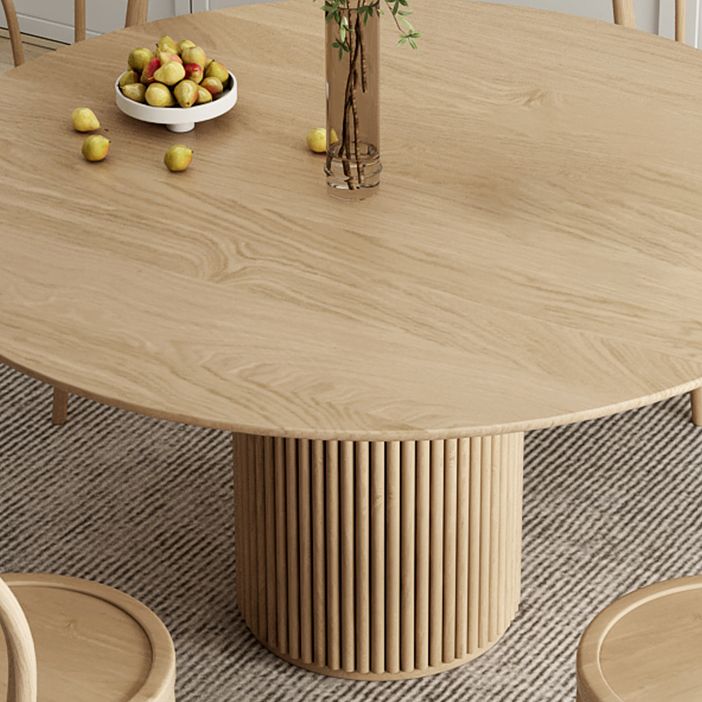 Modern Round Dining Table Pine Solid Wood Pedestal Dining Table in Natural Clearhalo 'Dining Tables & Seating' 'Dining Tables' 'dining_table' 'furn' 'furn_dining_table' 'Furniture' 'furniture_dining_table' 'Kitchen & Dining Furniture' 1200x1200_0a2439ec-70e9-44e1-aa09-05625738abab