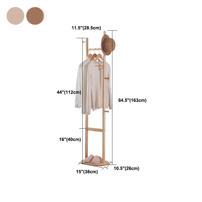 Ganchos de estante de pelaje moderno de madera sólida y colgadora de pasillo de riel colgante