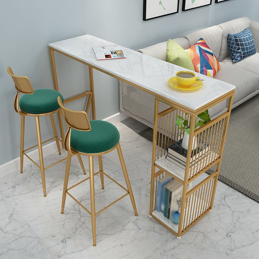 White and Black Glam Style Bar Table in Marble and Metal Milk Tea Shop Bar Table Clearhalo 'Bar Furniture' 'Bar Tables' 'bar_tables' 'furn' 'furn_bar_tables' 'Furniture' 'furniture_bar_tables' 'Kitchen & Dining Furniture' 1200x1200_0a249aaa-f58c-435f-8356-38538527cc44