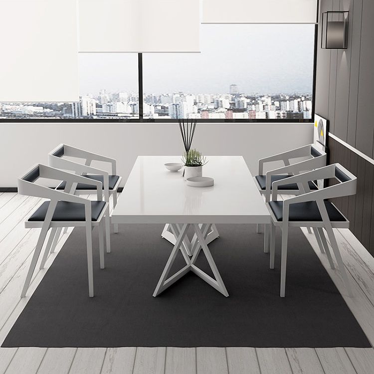 Rectangle Industrial Style Dining Table White Top Fixed Table with Solid Wood Clearhalo ' dining_table' 'Dining Tables & Seating' 'Dining Tables' 'furn' 'furn_dining_table' 'Furniture' 'furniture_dining_table' 'Kitchen & Dining Furniture' 'kitchen&dining_furn' 'kitchen' 'kitchen_dining_table' 1200x1200_0a24daf2-9388-4522-b64d-1d91fcd146d7