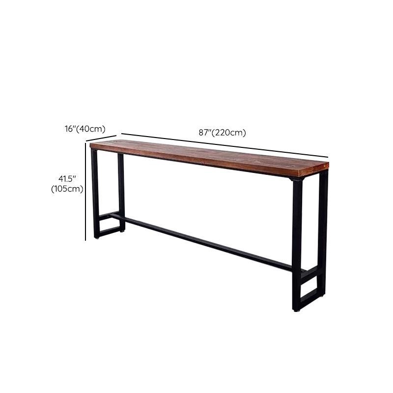 Industrial Rectangle Bistro Bar Desk Pine Solid Wood Bistro Table with Footrest Clearhalo 'Bar Furniture' 'Bar Tables' 'bar_tables' 'furn' 'furn_bar_tables' 'Furniture' 'Kitchen & Dining Furniture' 1200x1200_0a256ffa-2a86-46cf-88be-3bd38ef7b100