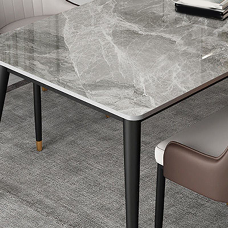 Rectangle Black Base Dining Table Modern Stone Table for Dining Room Use Clearhalo 'Dining Tables & Seating' 'Dining Tables' 'dining_table' 'furn' 'furn_dining_table' 'Furniture' 'Kitchen & Dining Furniture' 1200x1200_0a25eee9-c727-47c6-999f-d749fb186748
