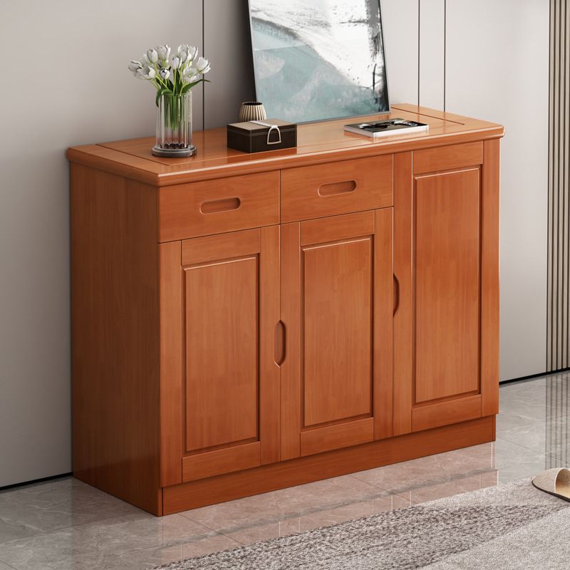 Mid-Century Modern Cabinet Rubberwood 2-Drawer with Shelves Grooves Accent Cabinet Clearhalo 'Cabinets & Chests' 'cabinets_chests' 'furn' 'furn_cabinets_chests' 'Furniture' 'Living Room Furniture' 1200x1200_0a271d28-947a-4d71-a8f6-7ee32c9202a9