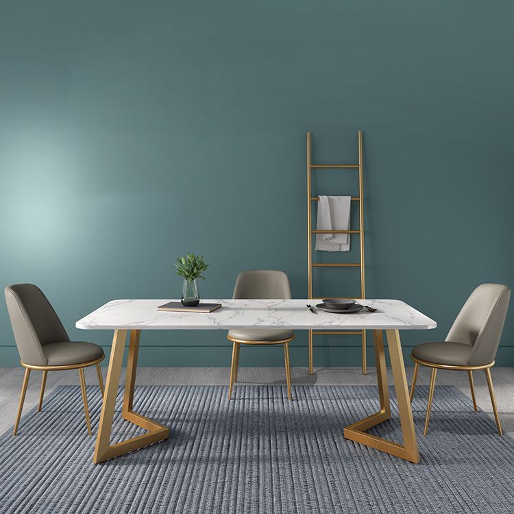 Nordic Glam Style 1/4/5 Pieces Dining Sintered Stone Dining Table Set with Metal Legs Clearhalo 'Dining Room Sets' 'Dining Tables & Seating' 'dining_room_set' 'furn' 'furn_dining_room_set' 'Furniture' 'furniture_dining_room_set' 'Kitchen & Dining Furniture' 'kitchen&dining_furn' 'kitchen' 1200x1200_0a2750f8-060f-4b22-b05a-2274574dfdaf