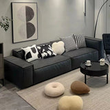 Faux gris cuir contemporain carré canapé-colorant standard résistant à la tache standard résistante