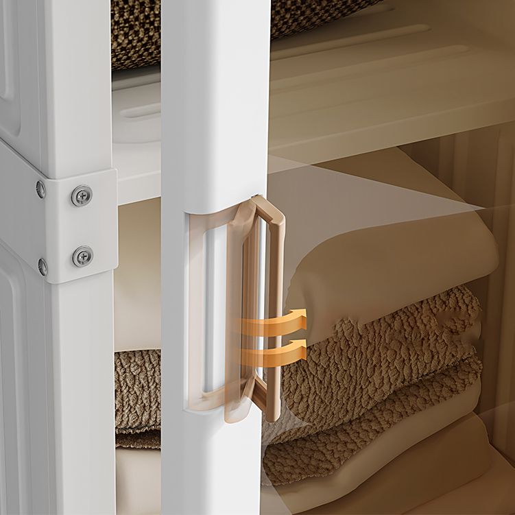 White Foldable Plastic Wardrobe Freestanding Wardrobe with Shelves