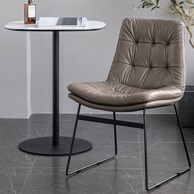 Nordic Upholstered Armless Dining Chairs Metal Legs Solid Back Chair for Home Use Clearhalo ' kitchen&dining_furn' 'Dining Chairs' 'Dining Tables & Seating' 'dining_chair' 'furn' 'furn_dining_chair' 'Furniture' 'furniture_dining_chair' 'Kitchen & Dining Furniture' 'kitchen' 1200x1200_0a2dea00-fb15-4b0d-acc5-b27bb2f7d503