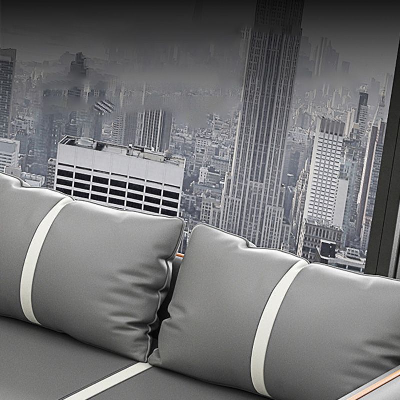 Zeitgenössisches graues Sofa Kunstleder -Quadratarmof Sofa mit Kissen